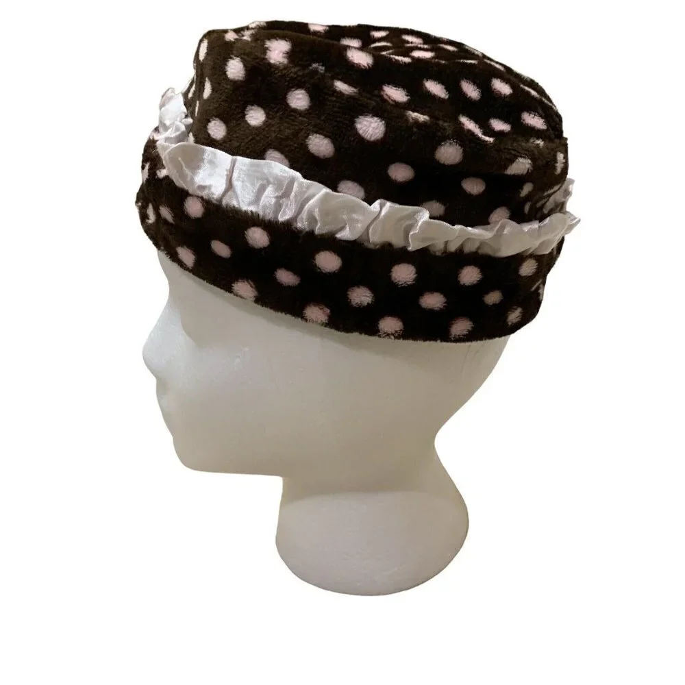 Giggle Moon Baby Girl's Size 18-24 Months Plush Hat Polka Dot Ruffled Satin